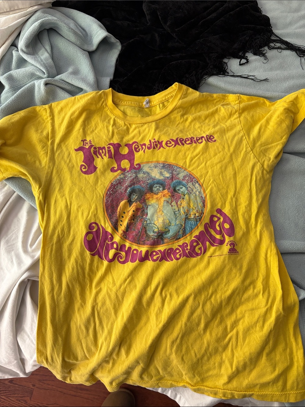 Alstyle Yellow Jimi Hendrix Experience Graphic Tee with Pink Print